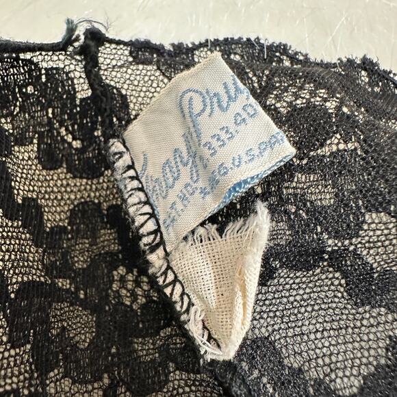 Vintage Fray Pruf 1950s Black Lace Slip Dress Side Zip Lingerie Glam 37" Bust - Picture 5 of 16
